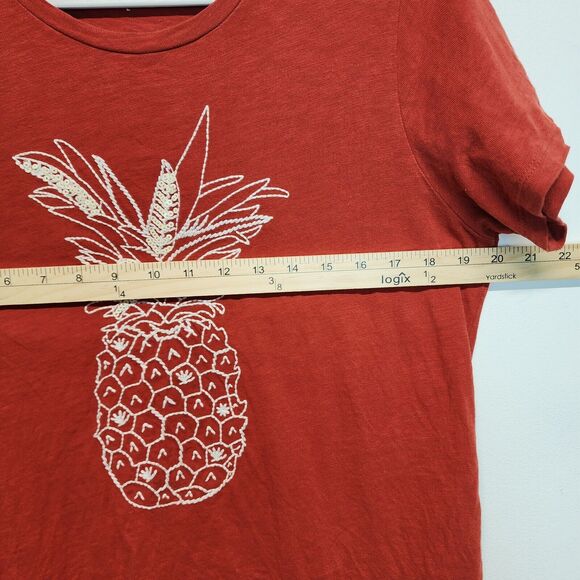 J.Crew Collector Pineapple T-shirt Size L Rust Orange Sequin Cotton Short Sleeve - Picture 9 of 12